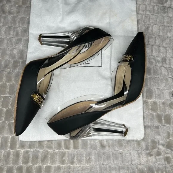 MOSCHINO WOMENS HEELS SIZE 37 1/2⭐️100% AUTHENTIC⭐️ BLACK⭐️AMAZING CONDITION